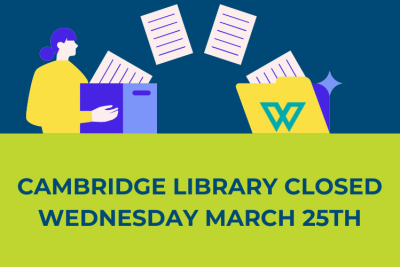 Cambridge Library Closed Wednesday 25th 